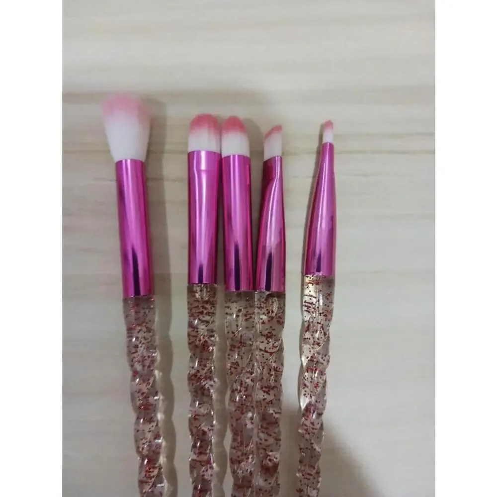 Glittery Makeup Brushes In Hot Pink Set of 10